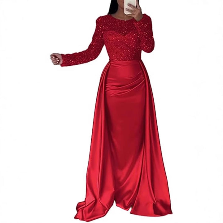 Damen Elegantes Abendkleid mit glitzerndem Oberteil und fließendem Rock Drune