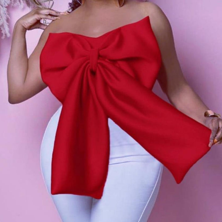 Damen Off-Shoulder Bluse mit dekorativem Schleifen-Design Drune