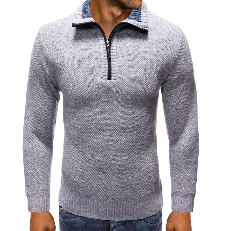 Herren luxuriöser Strickpullover mit modernem Stehkragen und Reißverschluss Drune
