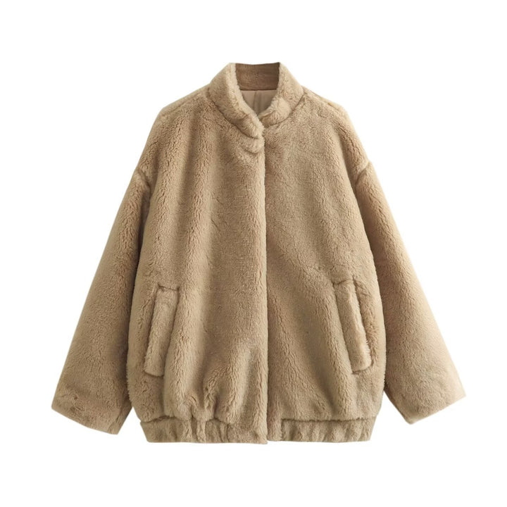 Damen Kuschelige Fleecejacke mit hohem Kragen und praktischen Taschen Drune