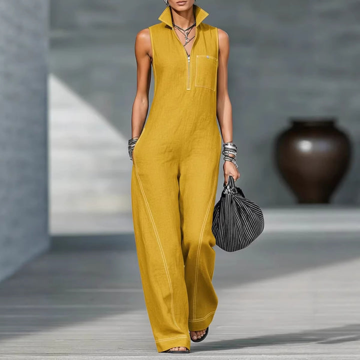Damen Utility-Jumpsuit mit hochgeschlossenem Kragen und tiefem Reißverschluss Drune