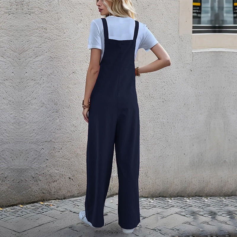 Damen Latzhose im relaxierten Palazzo-Stil mit praktischen Taschen und verstellbaren Trägern Drune