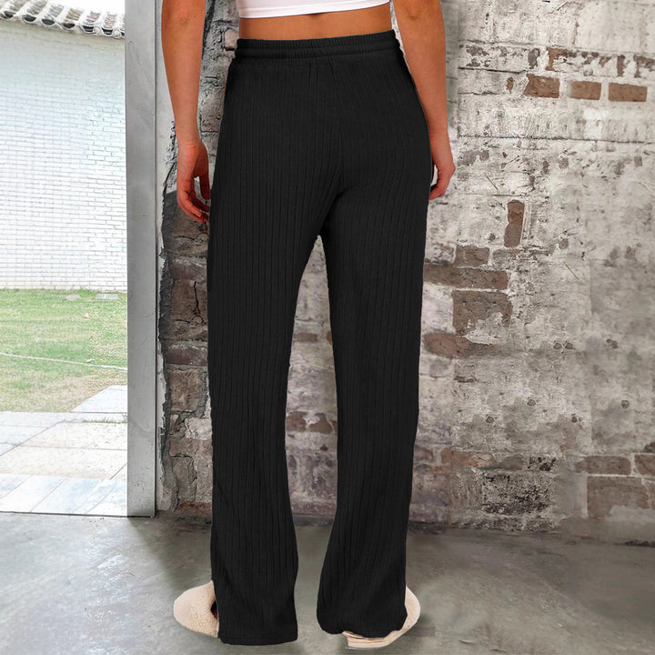 Damen Weit geschnittene Rippstrickhose mit elastischem Taillenbund Drune