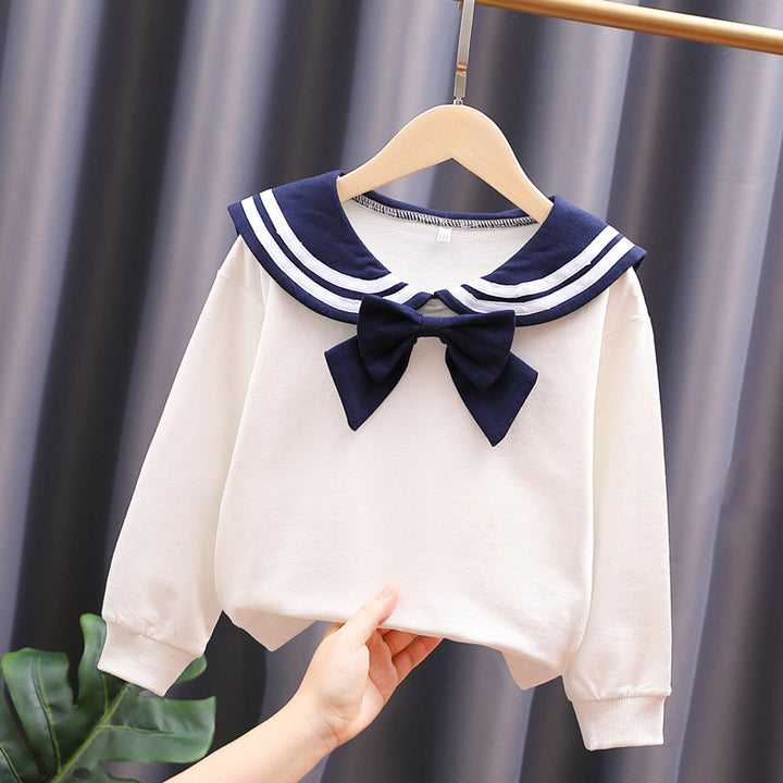 Mädchen Sweatshirt mit maritimem Kragen und dekorativem Schleifendetail Drune