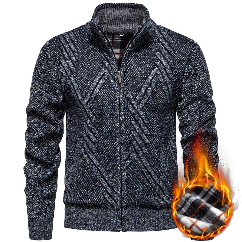 Herren Strickjacke mit strukturiertem Zopfmuster und praktischen Taschen Drune