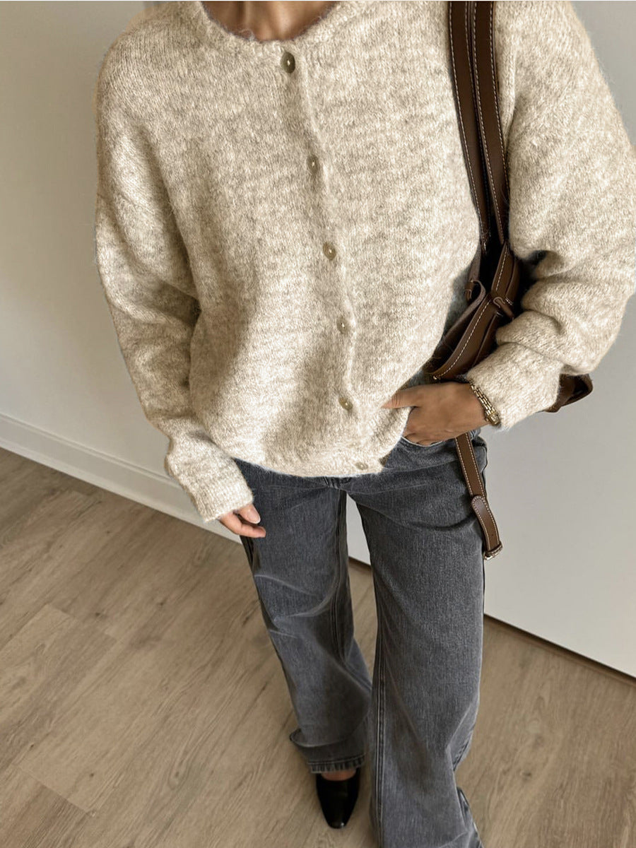 Damen Lockere Strickjacke mit Knöpfen Drune