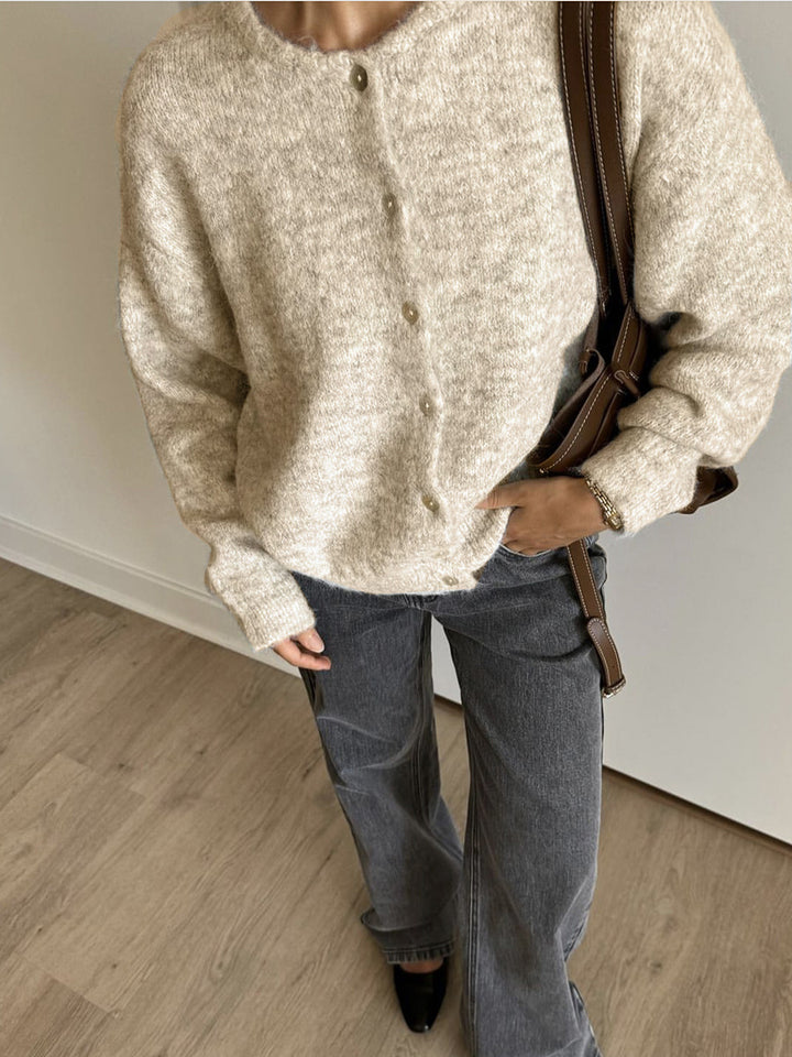 Damen Lockere Strickjacke mit Knöpfen Drune