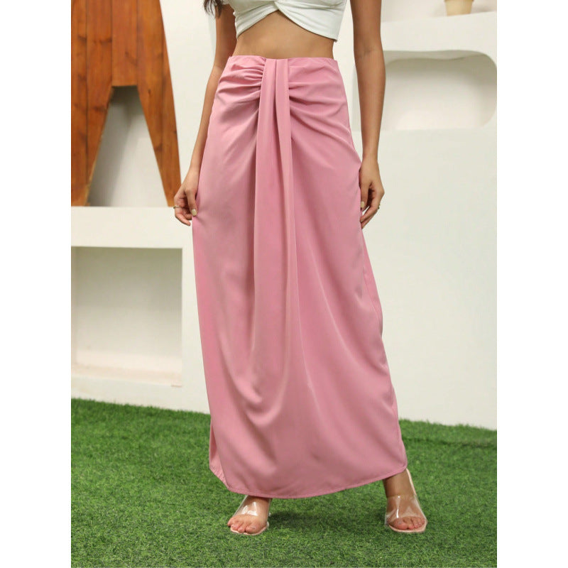 Damen Maxirock mit Raffungen und eleganter Schleife Drune