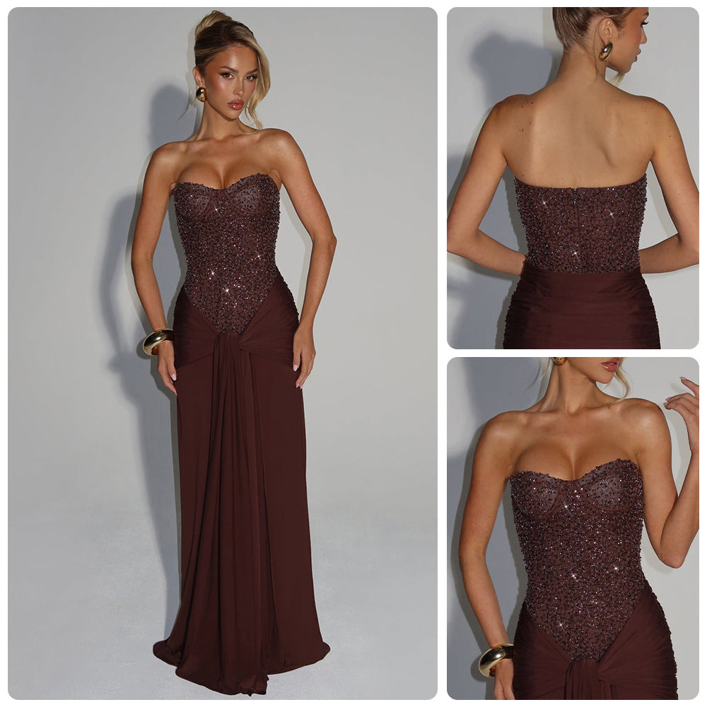 Damen Abendkleid mit glamourösem Korsettdesign und fließendem Rock Drune