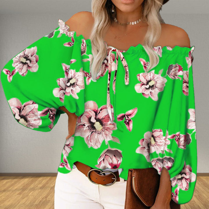 Damen Off-Shoulder-Bluse mit Blumenmuster Drune