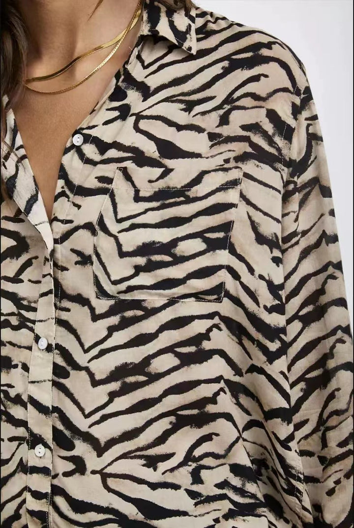 Damen Bluse mit auffälligem Tiermotiv und lockerer Passform Drune