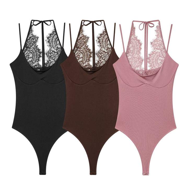 Damen Body mit zartem Spitzeneinsatz und verstellbaren Trägern Drune