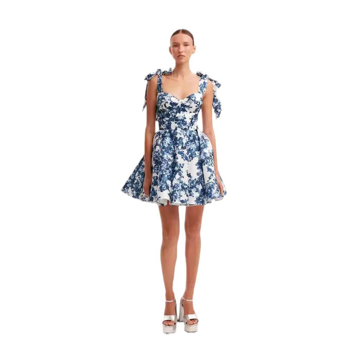Damen Verspieltes Minikleid mit floralem Design und raffinierten Trägern Drune