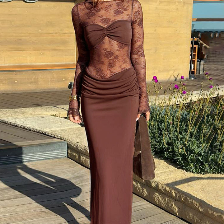 Damen Spitzenkleid mit figurbetontem Schnitt und eleganten Details Drune