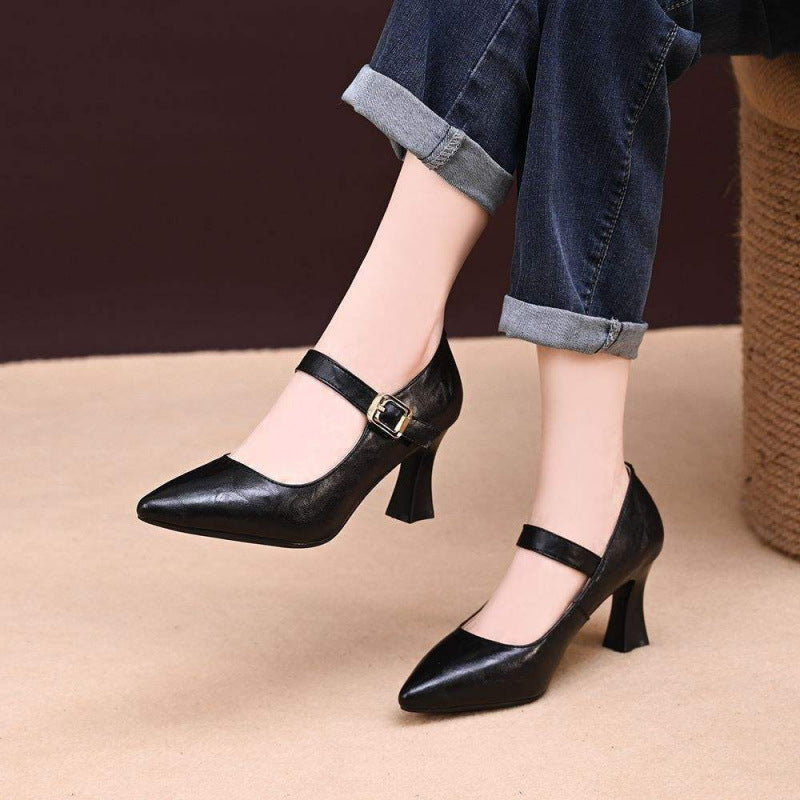 Damen Elegante Mary Jane Pumps mit dezentem Schnallen-Detail Drune
