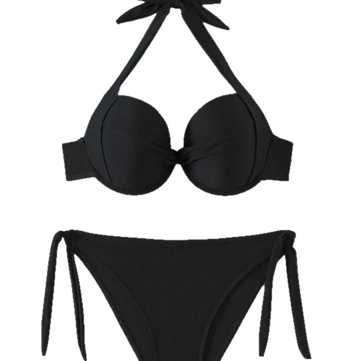 Damen Push-Up Bikini mit verspieltem Knoten-Design Drune
