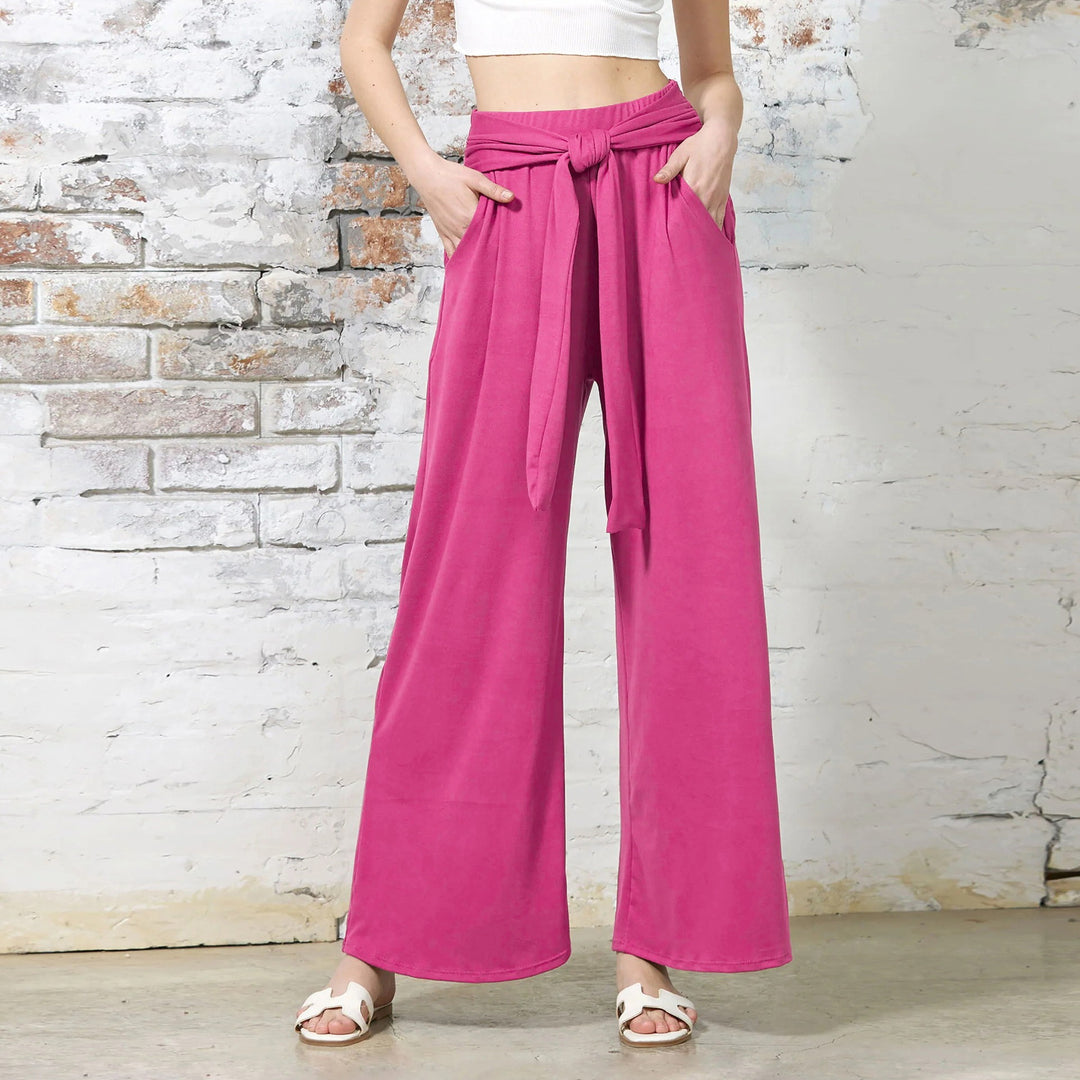 Damen Weite Jersey-Hose mit Bindegürtel und hohem Bund Drune