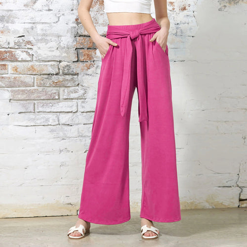 Damen Weite Jersey-Hose mit Bindegürtel und hohem Bund Drune
