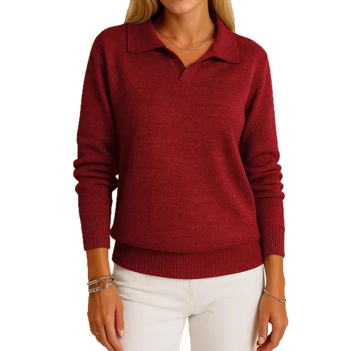 Damen hochwertiger Pullover im Polo-Stil Drune