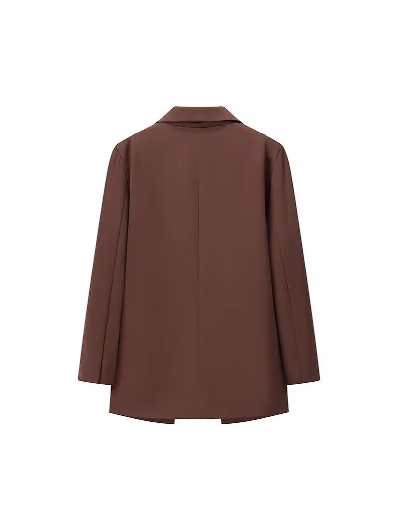 Damen eleganter Oversized-Blazer mit doppelter Knopfleiste und praktischen Taschen Drune