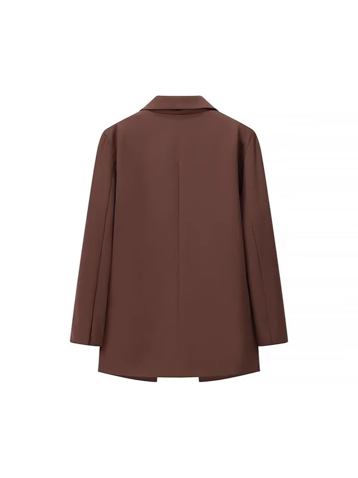 Damen eleganter Oversized-Blazer mit doppelter Knopfleiste und praktischen Taschen Drune