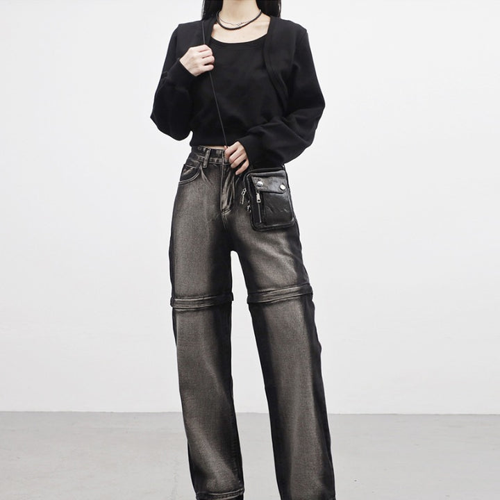 Damen cropped Sweatjacke mit weichen Ärmeln Drune