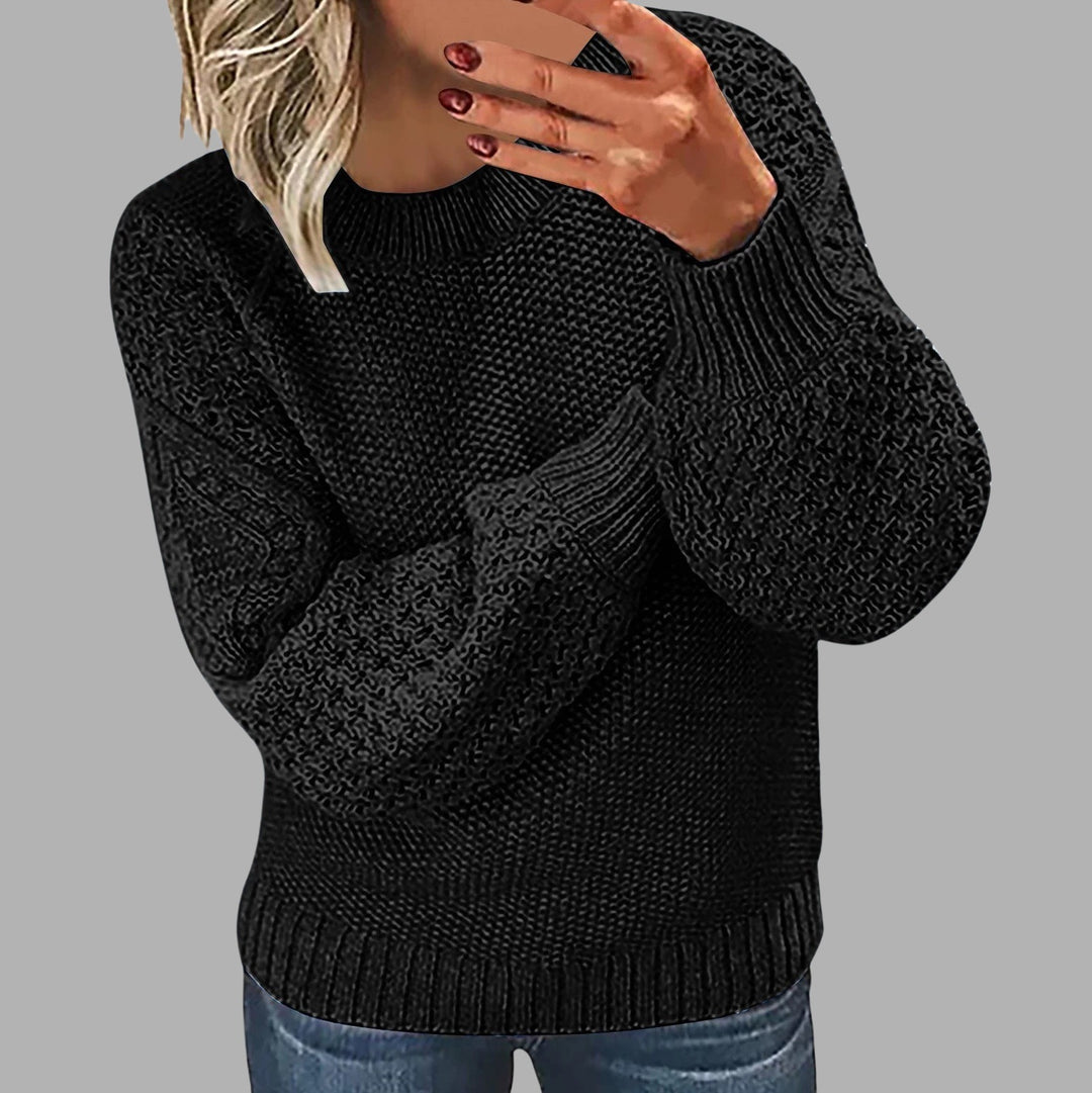 Damen Modischer Strickpullover mit strukturiertem Design und weiten Ärmeln Drune