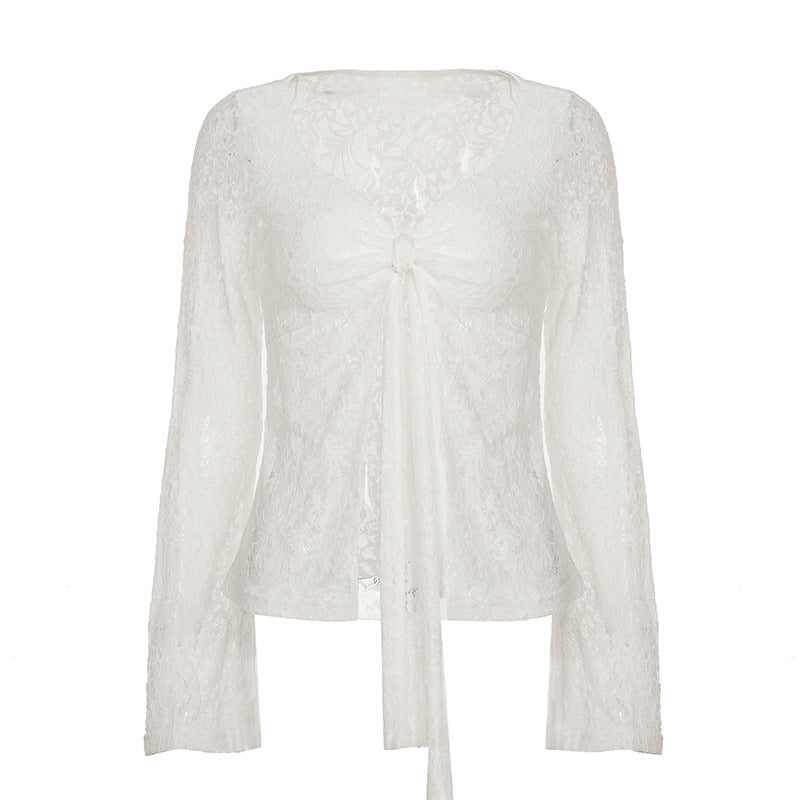 Damen Spitzenbluse mit romantischem Design Drune