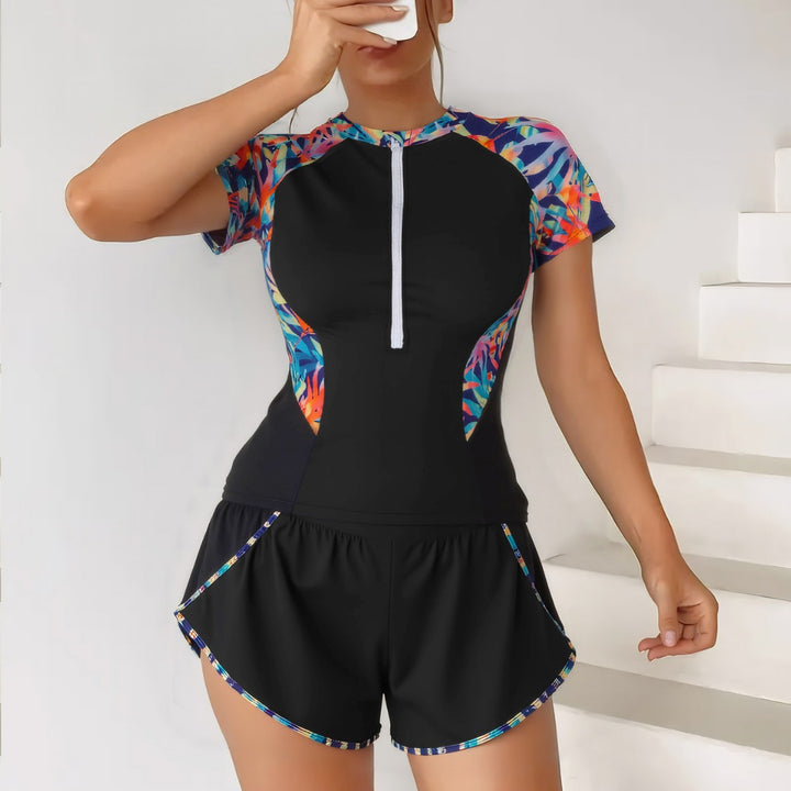 Damen Sportlicher Schwimmanzug mit innovativem Reißverschluss und stylischen kurzen Hosen Drune