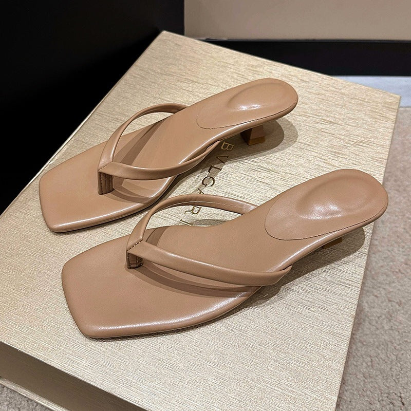 Damen Minimalistische Zehentrenner-Sandalen mit elegantem Absatz Drune