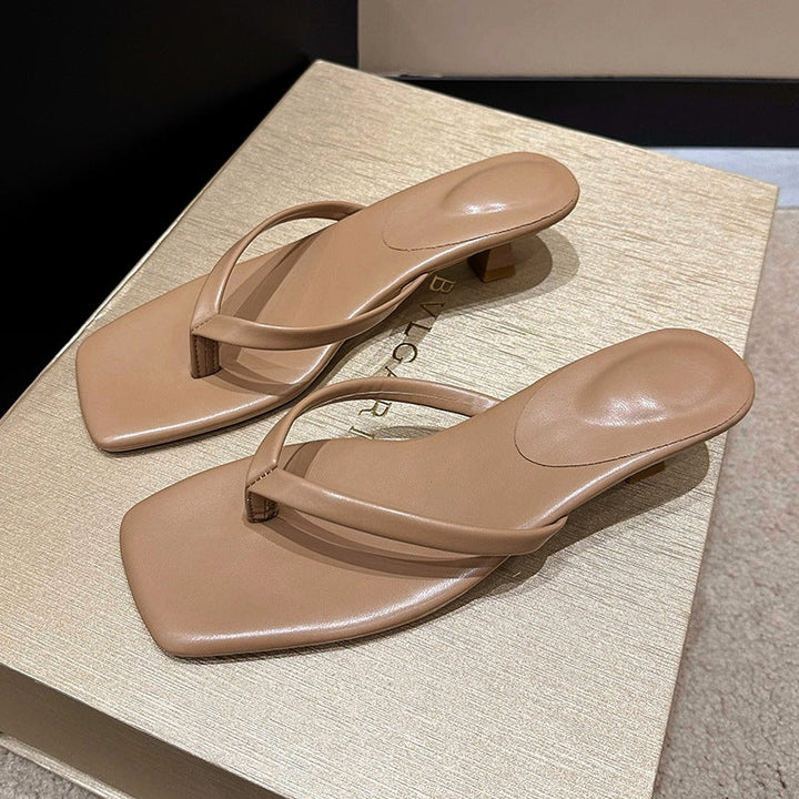 Damen Minimalistische Zehentrenner-Sandalen mit elegantem Absatz Drune