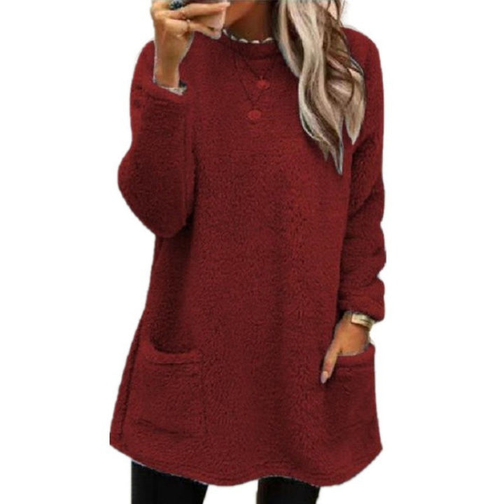 Damen Kuscheliger Fleece-Pullover mit weitem Schnitt und praktischen Taschen Drune