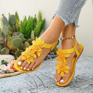 Damen Riemchen-Sandalen mit floralen Applikationen Drune