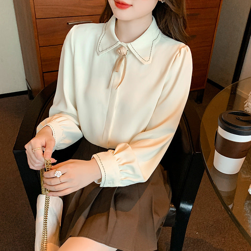 Damen Bluse mit eleganter Schleife und klassischem Kragenschnitt Drune