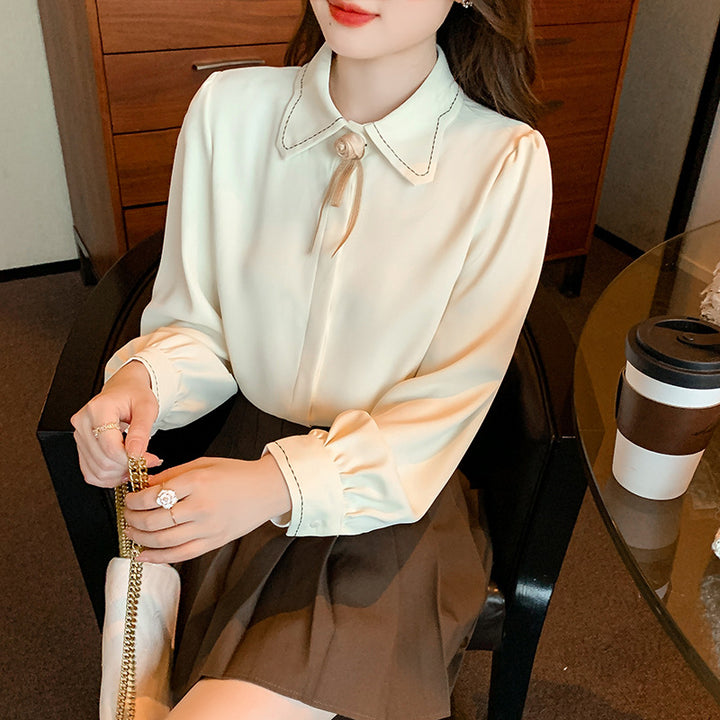 Damen Bluse mit eleganter Schleife und klassischem Kragenschnitt Drune