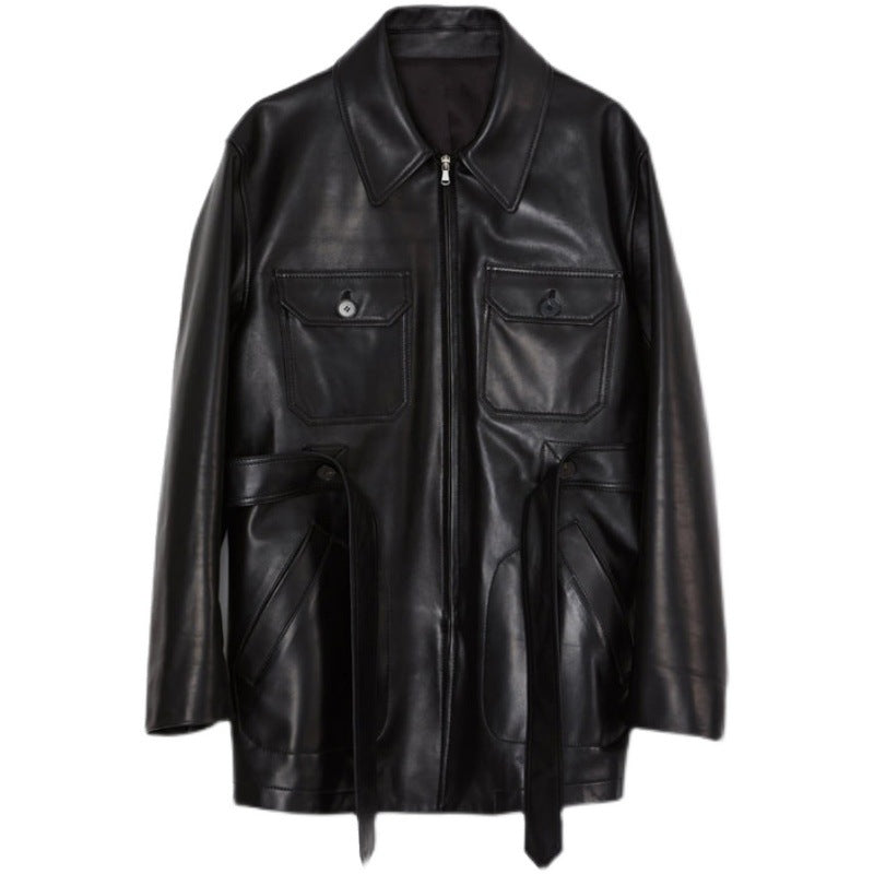 Damen oversized Kunstlederjacke Drune