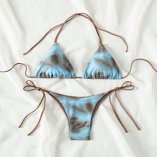 Damen Triangel-Bikini-Set mit verstellbaren Bindebändern Drune