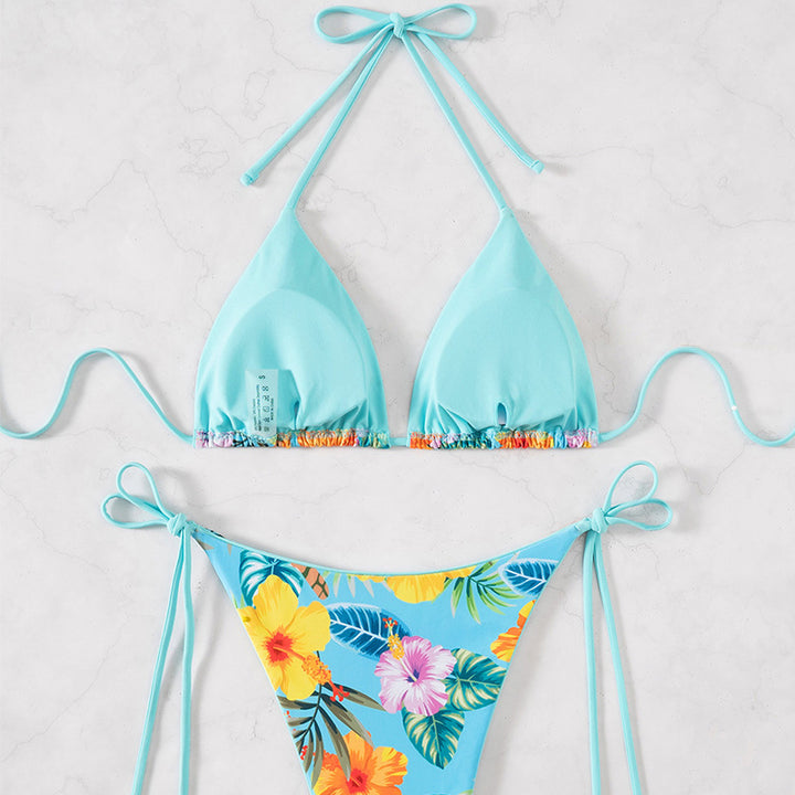 Damen Bikiniset mit floralem Muster und verstellbaren Trägern Drune