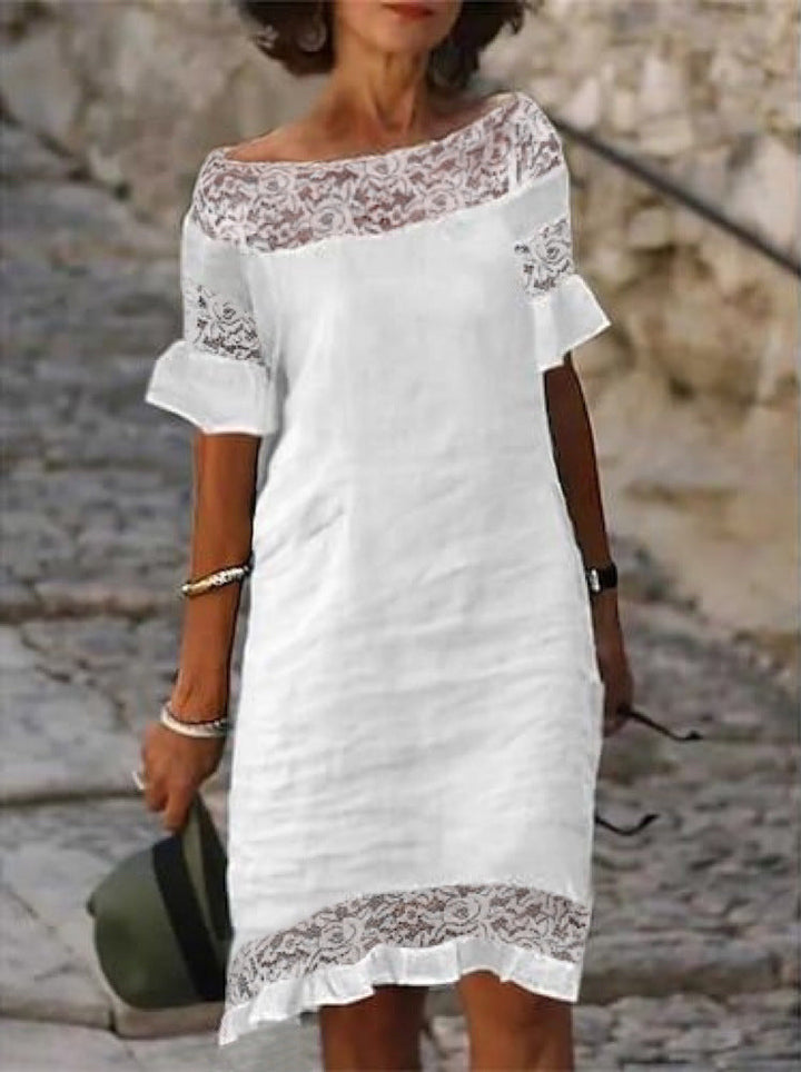Damen luftiges Sommerkleid mit raffinierten Spitzenakzenten Drune