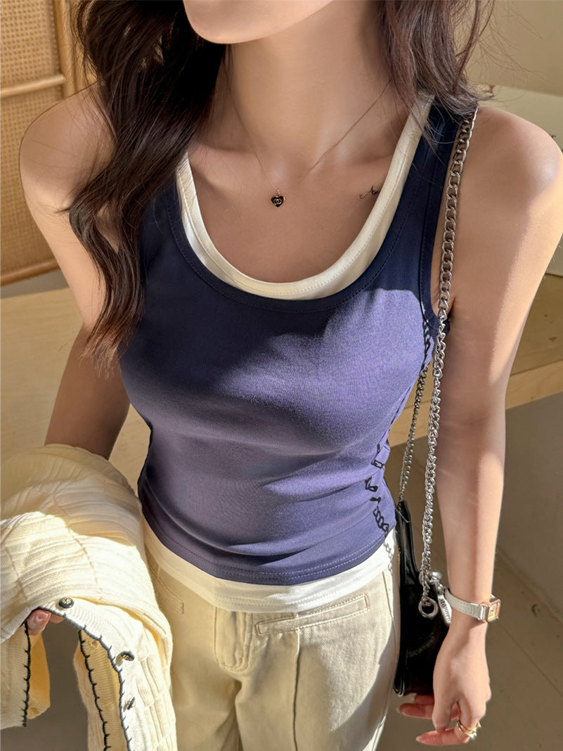 Damen Strick Cami Tank Top Einfarbig Slim Fit