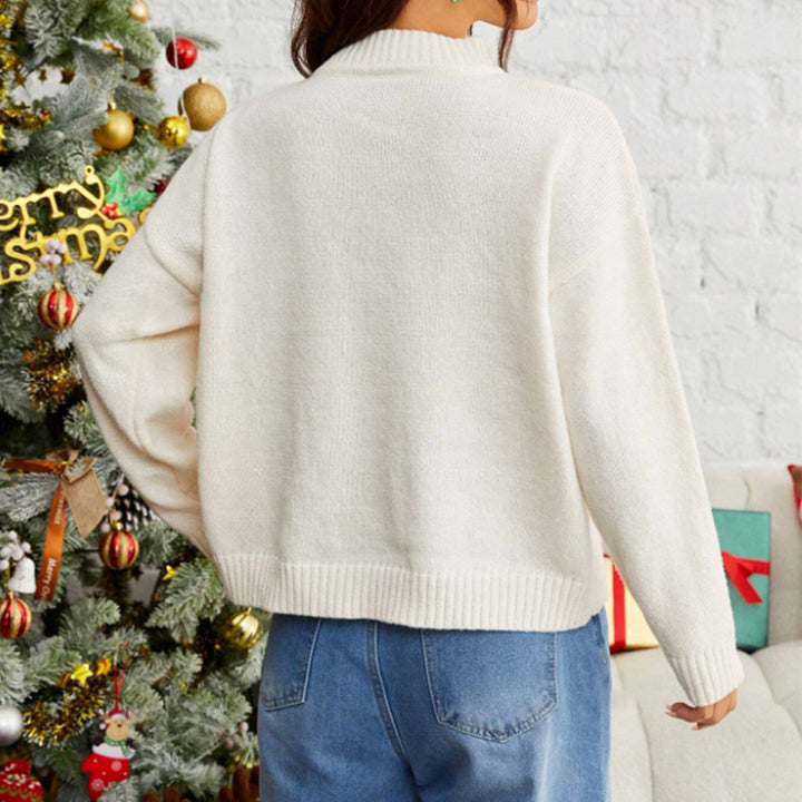 Damen Winterpullover mit festlichem Fair-Isle-Muster und hohem Kragen Drune