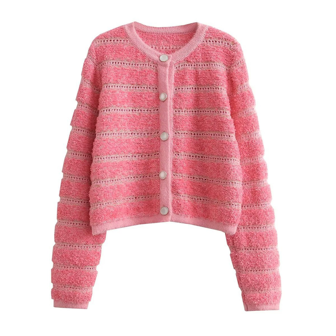 Damen modische Strickjacke mit knöpfbarem Design und feinem Strukturmuster Drune