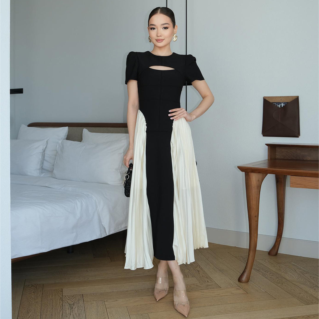 Damen Maxi-Kleid mit einzigartigem Cut-Out und drapiertem Rock Drune
