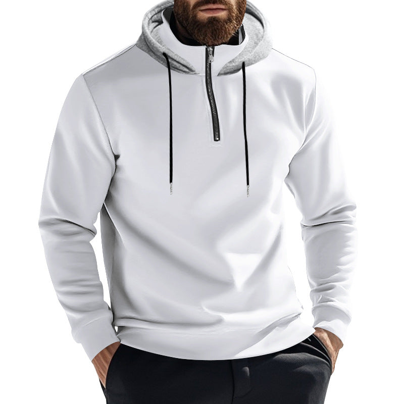 Herren nan Halbzip-Kapuzenpullover mit kontrastkapuze, Kordelzug und schmaler Silhouette Drune