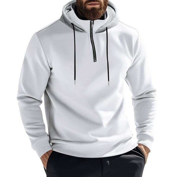 Herren nan Halbzip-Kapuzenpullover mit kontrastkapuze, Kordelzug und schmaler Silhouette Drune