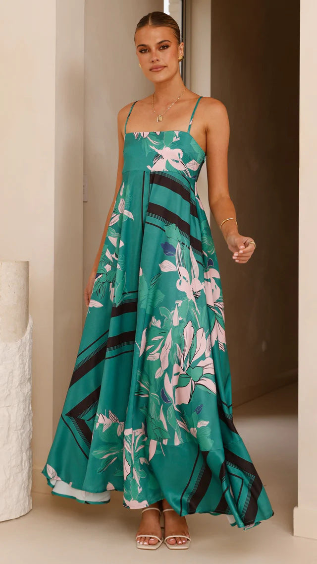 Damen Maxikleid mit floralem Motiv und fließendem Schnitt Drune