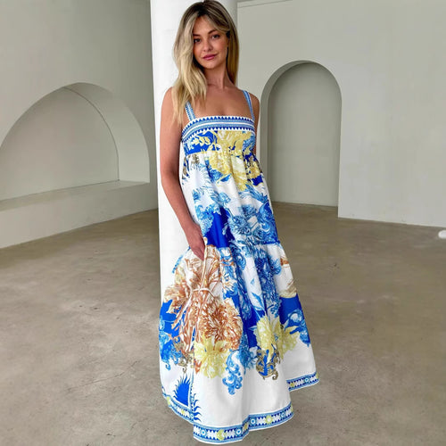 Damen Maxikleid mit floralem Design und luftiger Passform Drune