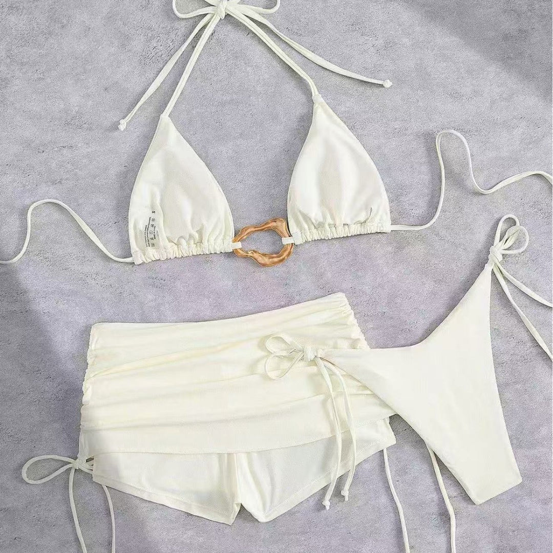 Damen Triangel-Bikini mit modischem Ringen-Detail und hoch taillierten Höschen Drune