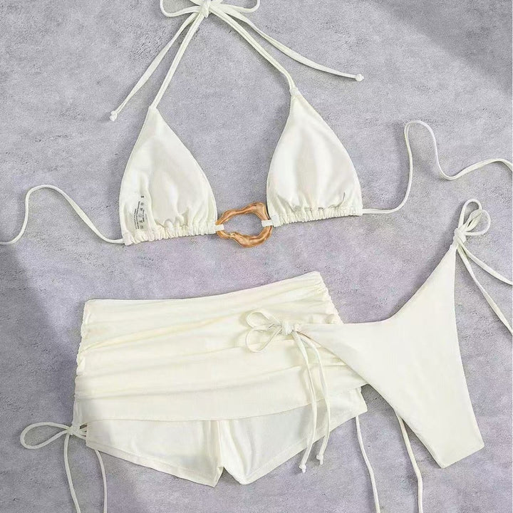 Damen Triangel-Bikini mit modischem Ringen-Detail und hoch taillierten Höschen Drune