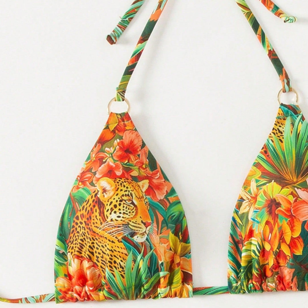 Damen Triangel-Bikini mit exotischem Dschungelmotiv Drune